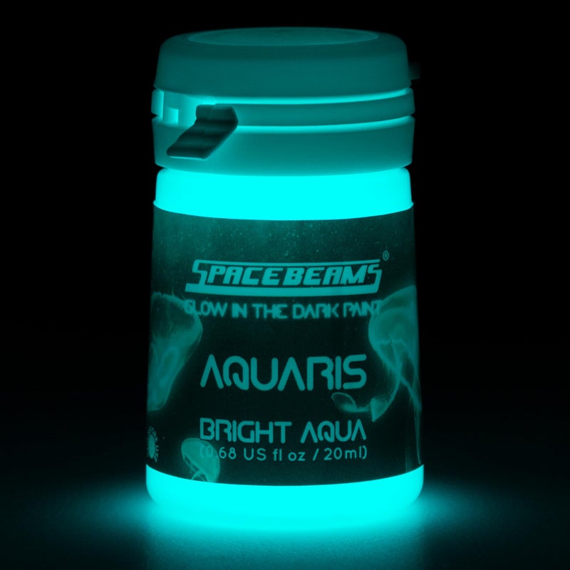 SpaceBeams Aquaris Glow in the Dark Paint (0.68 Fl Oz) Bright Aqua Glow (Light Blue/Turquoise), Non-Toxic, Water Based - Image 3